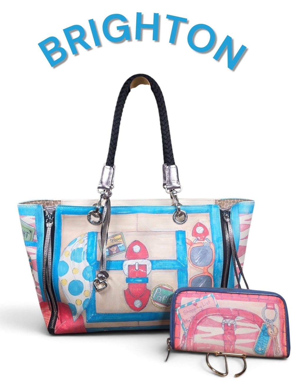 Brighton Fashionista St. Tropez "Paris VIP" Tote & Wallet Set (Retail $610)